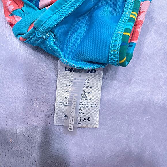 LANDS END Swim Adjustable Floral Twist Bikini Bra Top Blue Underwire Womens 4 XS - Picture 5 of 7